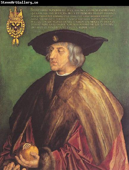 Albrecht Durer Portrat des Kaisers Maximilians I. vor grunem Grund